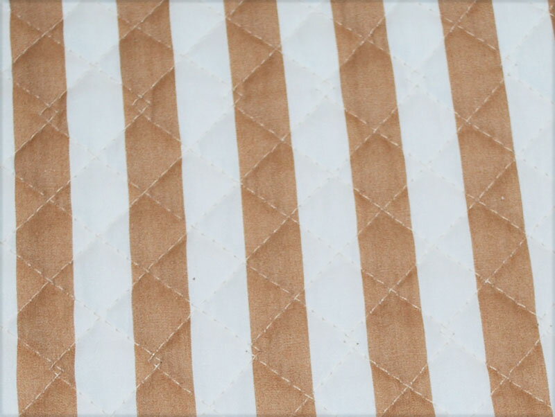 【キルティング」大きいストライプ　キルト生地　布　ボーダー　入園入学　カフェオレ