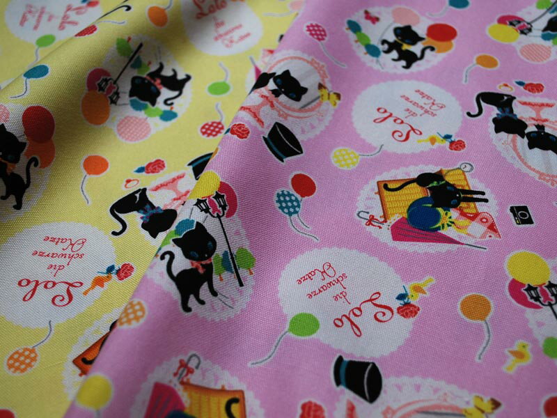 Fabric, Cloths - 在庫処分　特価　値下げ　生地　布　黒猫　ロロ　　入園入学　キャラクター