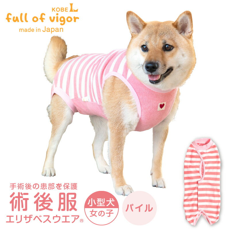 エリザベスカラー の代わりに 中型犬 服 冬 秋 中型犬用 パイル ボーダー 術後服 エリザベスウエア(R) 女の子 獣医師 去勢 避妊 手術 保温 軽量 ふんわり 柴犬 ビーグル シュナウザー キャバリア 春 夏 術後着 介護服 動物病院
