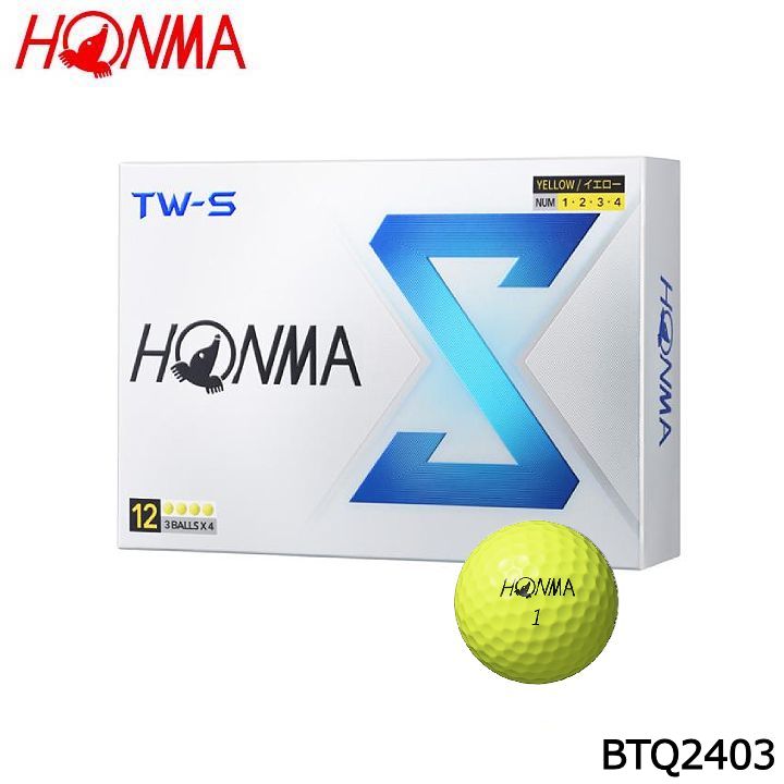 本間ゴルフ BTQ2403 TW-S ボール 1ダース(12個入り) イエロー ゴルフボール HONMA 10p