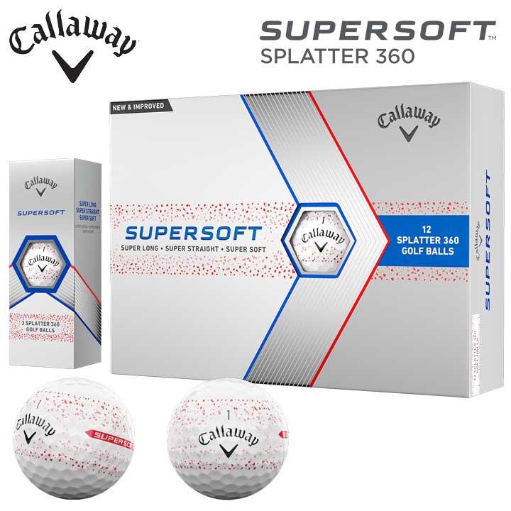 【2024モデル】キャロウェイ スーパーソフト スプラッター 360 レッド ゴルフボール 1ダース(12球入り)　 日本正規品 Callaway SUPERSOFT SPLATTER 360 1