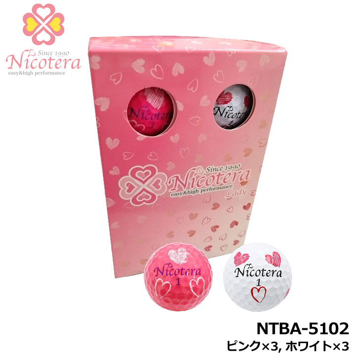 Other - 【レディース】ニコテラ NTBA-5102 ゴルフボール レディース 6個入り ピンク×3,ホワイト×3 Nicotera LEZAX