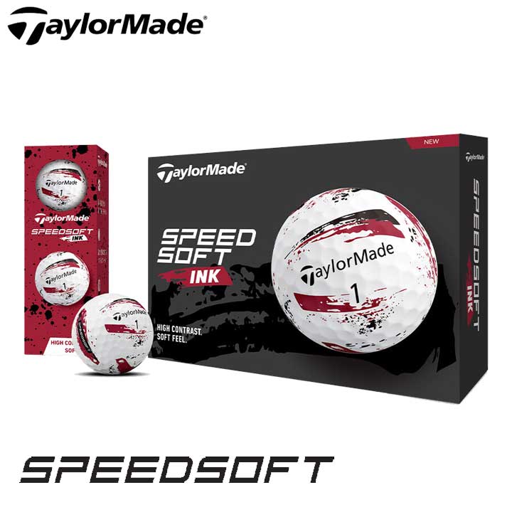 テーラーメイド SPEEDSOFT INK レッド ゴルフボール 1ダース（12球入り） 日本正規品 TaylorMade スピードソフト インク