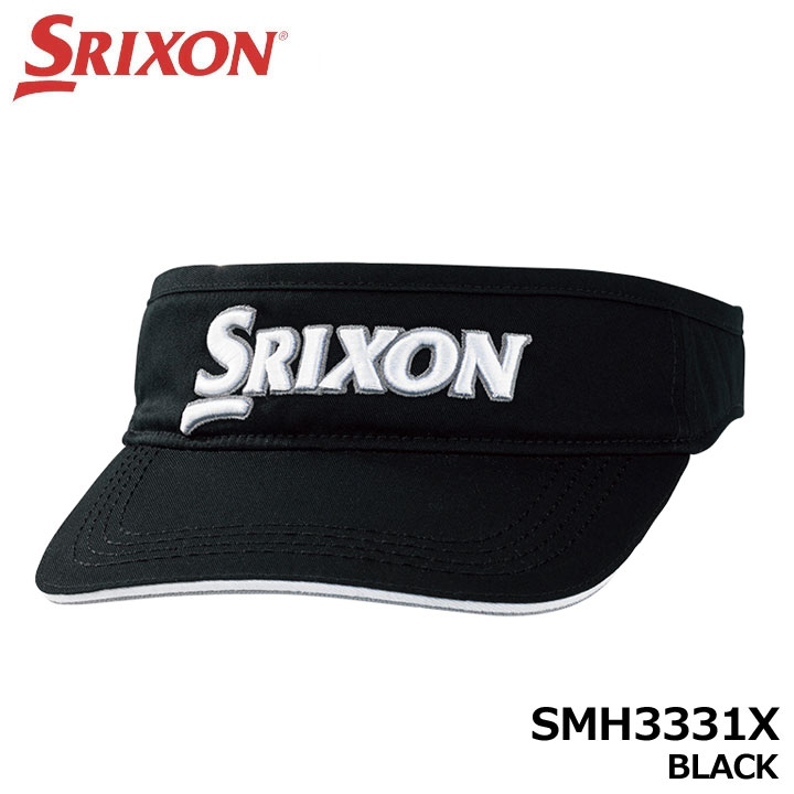 DUNLOP - ダンロップ スリクソン SMH3331X バイザー サンバイザー ゴルフ帽子 ブラック 吸水速乾 防菌防臭 BLACK SRIXON DUNLOP 10p