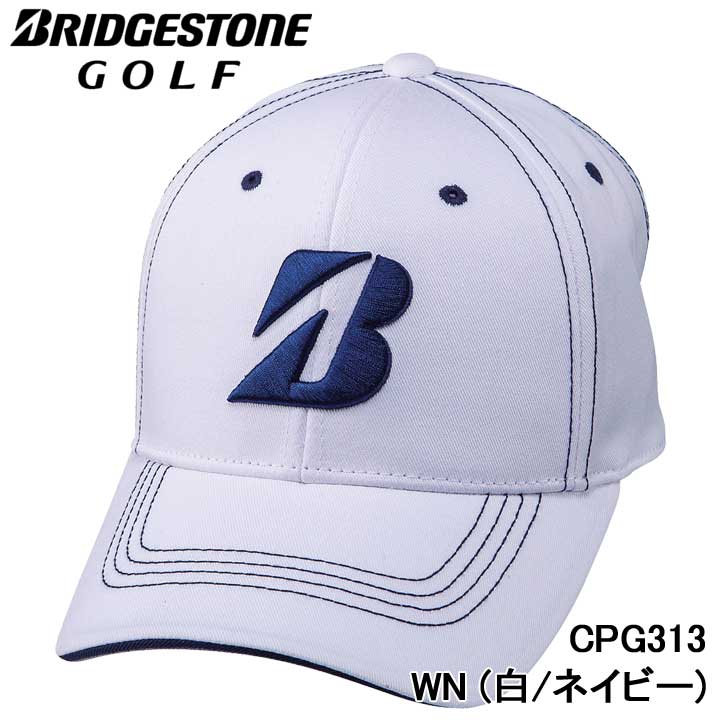 【2023モデル】ブリヂストンゴルフ CPG313 ホワイト/ネイビー BSG プロモデル キャップ　BRIDGESTONE GOLF WN