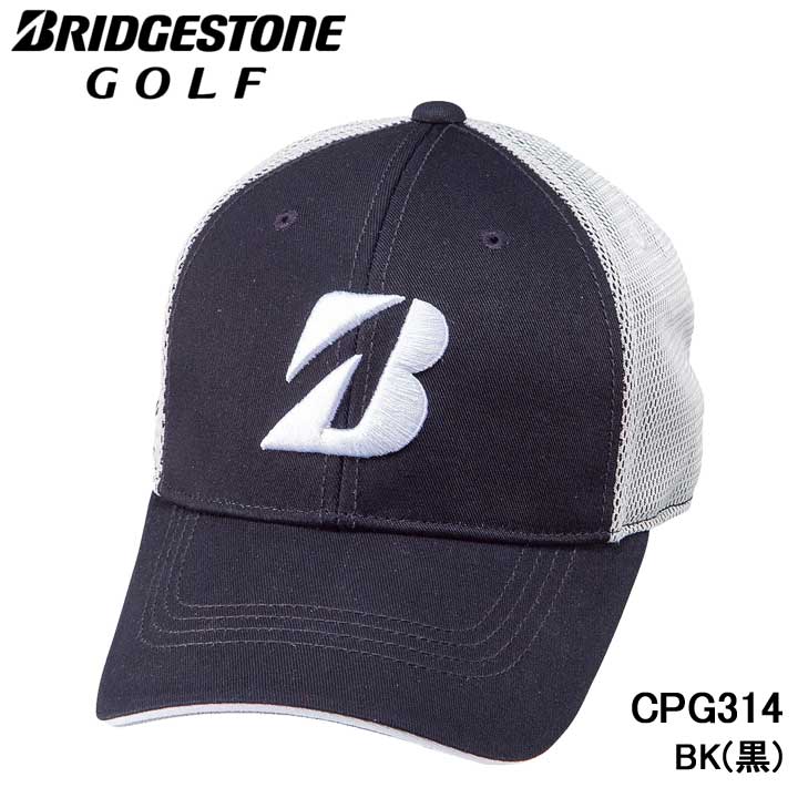 ブリヂストン 【2023モデル】ブリヂストンゴルフ CPG314 ブラック BSG プロモデルハーフメッシュ キャップ　BRIDGESTONE GOLF BK