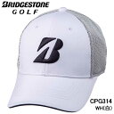 【2023モデル】ブリヂストンゴルフ CPG314 ホワイト BSG プロモデルハーフメッシュ キャップ　BRIDGESTONE GOLF WH