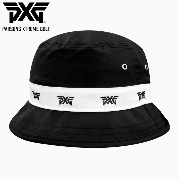 ピーエックスジー H-RPTLOGO-BUCKET ロゴ リピート バケットハット - ブラック PXG アドベンチャーハット UVカット