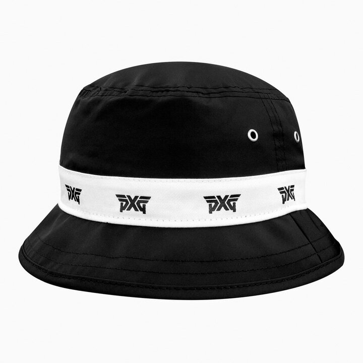 ピーエックスジー H-RPTLOGO-BUCKET ロゴ リピート バケットハット - ブラック PXG アドベンチャーハット UVカット