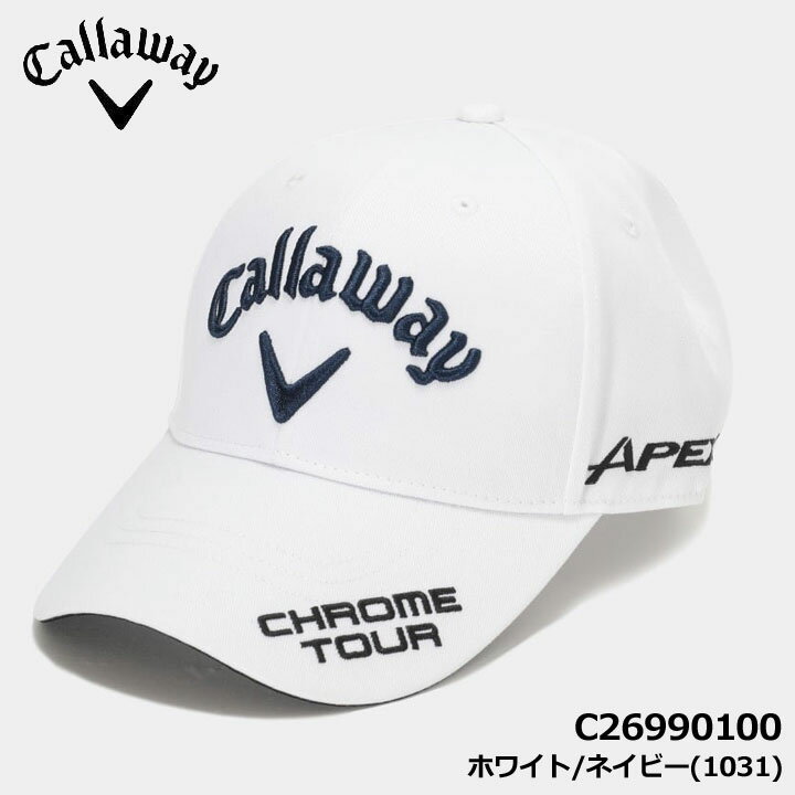 キャロウェイ C26990100 ツアー RTW キャップ ホワイト/ネイビー(1031) プロが最も多く着用する定番のツアーモデルキャップ。素材は軽さや強度に特徴のあるポリエステルツイル(Eco素材)を使用。ポリエステル素材による型崩れのしにくさ、ケアの簡単さが特徴の定番キャップです。 ＊本体表面：Eco素材/内側：機能スベリ(吸汗速乾)仕様/ツバ裏ブラック仕様。 ＜eco Quality＞ 表面の素材はリサイクル原料 ●100%の環境にやさしい素材 ●機能スベリ（吸汗速乾） ●ロゴ刺繍 　素材 　ポリエステル 100% 　サイズ 　頭頂から裾までの長さ 17.5cm / つば 8cm / 頭周り 58cm 　原産国 　MADE IN VIETNAM 在庫につきまして ※在庫データは定期的に更新しておりますが、実店舗と在庫を共有している商品もございますので、 日々在庫が変動しており、ご注文のタイミングによっては欠品・完売の場合がございます。 お取り寄せの商品につきましても、リアルタイムのメーカー在庫ではございませんので、予めご了承下さい。 ご注文商品の在庫有無・納期につきましては、当店からのメールにてお知らせいたします。