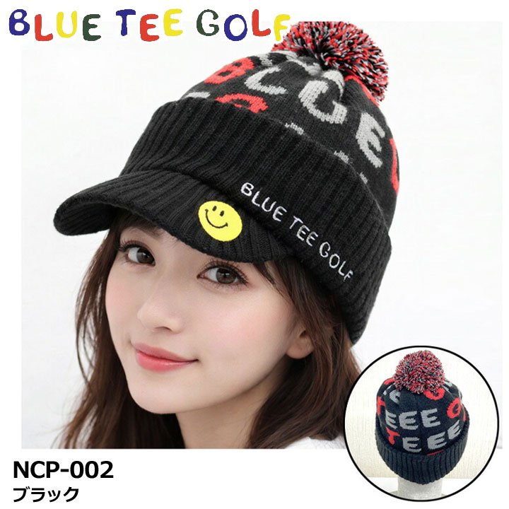 樂天商城 - ブルーティーゴルフ NCP-002 BTGロゴニットキャップ ブラック フリーサイズ バイザー ニット帽 BLUE TEE GOLF