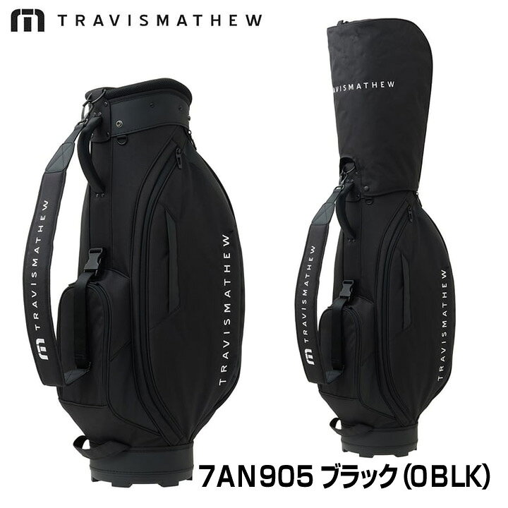 トラヴィスマシュー 7AN905 MP カートバッグ ブラック（0BLK） キャディバッグ 9.0型 ■こんな方におすすめ ・シンプルで飽きのこないデザインを求める方 ・軽量で扱いやすいゴルフバッグを探している方 ・長く愛用できるタフな素材を重視する方 強度と軽さを両立したリップストップ生地を採用した「MP SERIES カートバッグ」。無駄を省いたシンプルなデザインながら、細部にまでこだわった機能性と収納力を備えた、あらゆるゴルファーにおすすめのスタンダードモデルです。 ■耐久性と軽量性を兼ね備えたリップストップ素材 本体には、引き裂きに強く軽量なリップストップ生地を使用。長く使えるタフさと扱いやすさを両立し、ラウンドからトラベルシーンまで幅広く対応します。雨や汚れにも強く、日常のメンテナンスも容易です。 ■シンプルかつ機能的なデザイン ミニマルな外観の中に、実用的なポケット配置としっかりしたクラブ収納スペースを確保。シーンを選ばず使用できる洗練されたデザインは、年齢・性別を問わず幅広いゴルファーにフィットします。落ち着いたトーンのカラーリングが、コース上でスマートな印象を演出。 ■シリーズで統一されたスタイルを楽しむ 「MP SERIES」はカートバッグのほか、ボストンバッグやシューズケースなども展開。トータルで揃えることで、統一感のあるモダンなゴルフスタイルを実現できます。 ※画像の商品はサンプルのため実際の商品と仕様・色味が若干異なる場合がございます。 　サイズ 　9.0型 (47インチ対応) 　重量 　2.9kg 　素材 　ポリエステル 　原産国 　中国 ※こちらの製品にネームプレートは付属されておりません。 在庫につきまして ※在庫データは定期的に更新しておりますが、実店舗と在庫を共有している商品もございますので、日々在庫が変動しており、ご注文のタイミングによっては欠品・完売の場合がございます。 お取り寄せの商品につきましても、リアルタイムのメーカー在庫ではございませんので、予めご了承下さい。ご注文商品の在庫有無・納期につきましては、当店からのメールにてお知らせいたします。