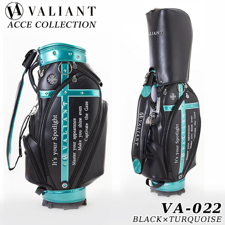 ヴァリアント VA-022 アクセコレクション （BLACK×TURQUOISE/ブラック×ターコイズ） 9.5型 4.2kg 5分割 限定100 キャディバッグ シェリフの姉妹ブランド！ VALIANT ACCE Collection 2024 バリアント 合成皮革