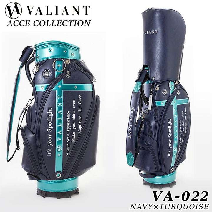 ヴァリアント VA-022 アクセコレクション （NAVY×TURQUOISE/ネイビー×ターコイズ） 9.5型 4.2kg 5分割 限定100 キャディバッグ シェリフの姉妹ブランド！ VALIANT ACCE Collection 2024 バリアント 合成皮革