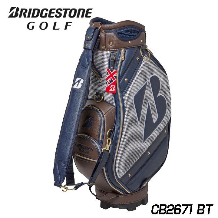 Rakuten - 【2026モデル】 ブリヂストン ゴルフ キャディバッグ メジャーコレクションカートバッグ CB2671 BT（茶×紺）英国風チェック柄 9.5型 4.7kg BRIDGESTONE GOLF 15p
