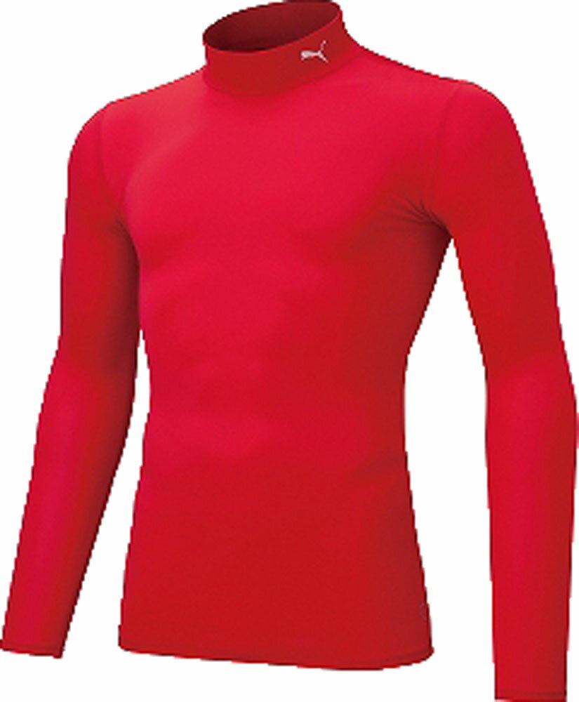 プーマ コンプレッション モックネック LS シャツ プーマ レッド×プーマ ホワイト 656331 25p