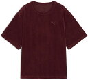 プーマ ESS ELEVATED リラックスド ベロア リブ Tシャツ Ruby Shimmer 691001 2025su 25p