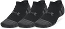アンダーアーマー UA パフォーマンステック ノーショー ソックス(3足セット) Black/Black/Jet Gray 1379503 2025ss 30p