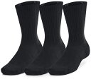 アンダーアーマー UAトレーニング コットン クルー ソックス 3足セット Black/Black/White 1386311 2025ss 30p