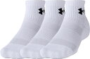 アンダーアーマー UAトレーニング コットン クオーター ソックス 3足セット White/White/Black 1386372 2025ss 30p
