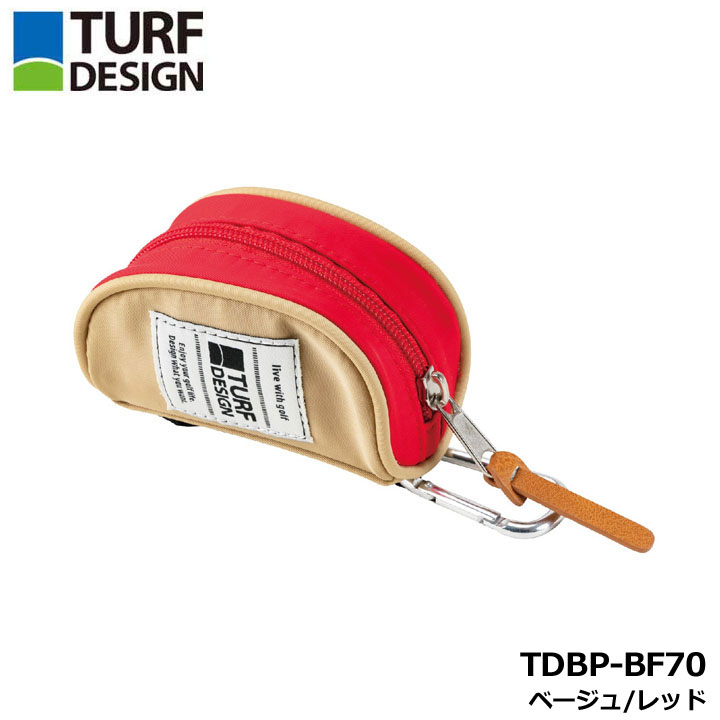 ターフデザイン TDBP-BF70 ボールポーチ ベージュ/レッド ゴルフ ボールケース TUR...