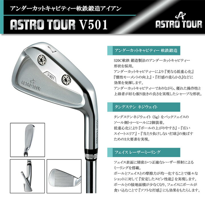 アストロ ゴルフ アストロツアー V501 アイアン 単品（#5,AW）　シャフト：NS950GH/ダイナミックゴールド スチール ASTRO TOUR V501 2