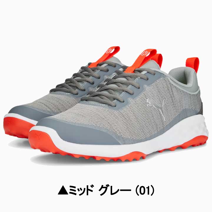 プーマゴルフ 377041-01 フュージョン プロ ラバーソール スパイクレス ゴルフシューズ ミッドグレー PUMA GOLF