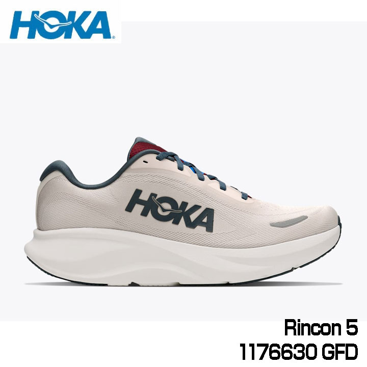 HOKA ホカ 1176630 RINCON 5 グラウト / フェイディッド ネイビー（GFD） メンズ リンコン 5 Rincon 5（リンコン5）は走り出しからゴールまで、軽量クッションの心地よさを提供。 毎週のランクラブにもぴったりのトレーニングシューズは、洗練されたラインと無駄を省いたシルエットでより効率的な足運びを実現し、さらに魅力的に。ミニマルなメッシュアッパー、コンプレッション成型EVAフォーム、そしてPodularアウトソールデザインによるDurabrasionラバーを搭載。 快適性を最優先に設計されたこのモデルが、デイリーユースの定番として支持されているのも納得です。 より効率的な足運び（ドロップを5mmから8mmへ変更）を実現し、前モデルの2層構造ミッドソールを単層構造のミッドソールに換えるとともに、PodularデザインによるDurabrasionラバーアウトソールを搭載し、耐久性を高めました。 【アッパー】 通気性に優れたエンジニアードメッシュアッパー リフレクター素材のディテール 【ミッドソール】 コンプレッション成型EVA フォームミッドソール スムーズMetaRocker 【アウトソール】 Durabrasionラバーアウトソール Podularアウトソールデザイン ※ ご利用のモニターによって、色調・風合いなど実際の商品との違いが生じる場合がございます。予めご了承ください。 在庫につきまして ※在庫データは定期的に更新しておりますが、実店舗と在庫を共有している商品もございますので、日々在庫が変動しており、ご注文のタイミングによっては欠品・完売の場合がございます。 お取り寄せの商品につきましても、リアルタイムのメーカー在庫ではございませんので、予めご了承下さい。ご注文商品の在庫有無・納期につきましては、当店からのメールにてお知らせいたします。