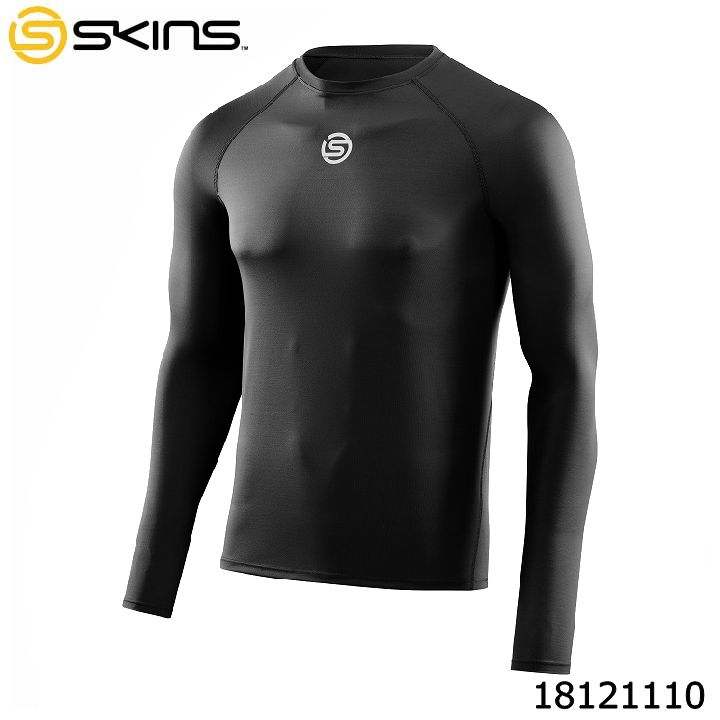 スキンズ 18121110 SERIES-1 メンズトップスロングスリーブ ブラック 長袖 メンズ トップス ストレッチ スポーツインナー