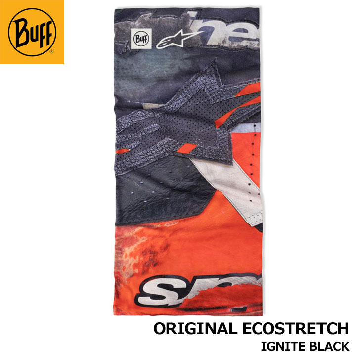 バフ 609557 ORIGINAL ECOSTRETCH IGNITE BLACK【Motorbike Alpinestarsコラボ】 メンズ レディース ユニセックス スポーツ ネックウエア UVカット UPF50 Buff(4.0)