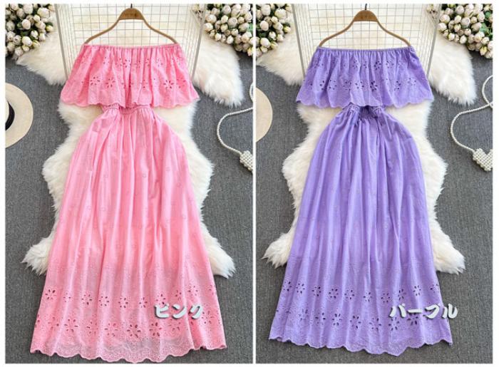 【4way】 リゾートワンピース リゾートワンピ ハワイ リゾート ワンピース ハワイアン マキシ丈 無地 マキシワンピ ロング に刺繍 オフショルダー 夏 ワンピ セクシー おしゃれ かわいい 女性らしさ溢れる 夏 イエロー レッド ホワイト