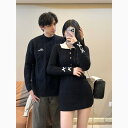 トップス メンズ レディース セーター ニット ペアルック リンクコーデ お揃い 長袖 ブラック ニットワンピース ニットワンピ 秋冬 クリスマス 誕生日 プレ...