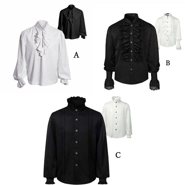 トップス シャツ メンズ フリルシャツ レース ストラップカフス フリルスタンド 舞台衣装 衣装 ステージ衣装 ヨーロッパ中世 貴族 スチームパンク ルネッサンス 無地 皇室 王子 仮装 コスプレ 演劇 　王子様 貴族 ベスト追加可能 黒 白 d9356c0c0g5