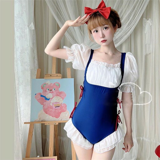 ワンピース水着 ハイレグ レディース 可愛い かわいい フリル リボン 水着 着?せ lolita 学生水着 撮影 温泉 雪姫風 プール ビーチ ネイビー ホワイト M L 2L df584c0c0g5 ワンピース水着 ハイレグ レディース 可愛い かわいい フリル リボン 水着 着?せ lolita 学生水着 撮影 温泉 雪姫風 プール ビーチ ネイビー ホワイト M L 2L df584c0c0g5