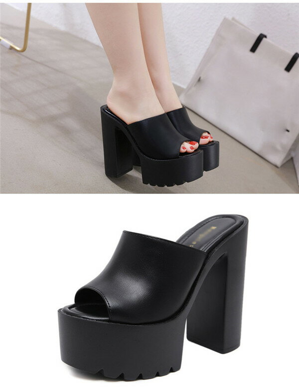 サンダル ミュール ハイヒール レディース ヒールサンダル キャバ サンダル 太ヒール 14センチ 厚底 パーティーサンダル 14cmヒール 超厚底 太いヒール 美脚サンダル キャバ ヒール 靴 シューズ パーティー 結婚式 二次会 ブラック ホワイト di767c0c0g5