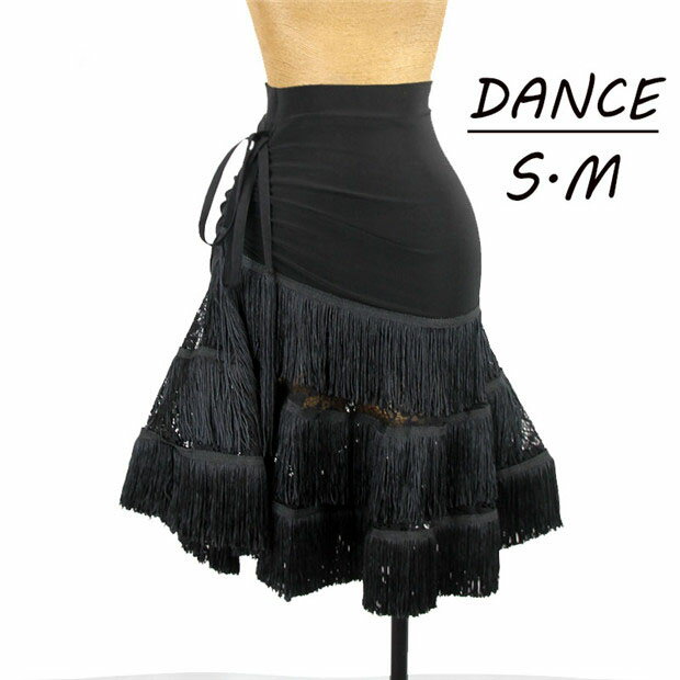 ラテンダンス スカートレース フリンジ 女性用 訓練 性能 スパンデックス 黒 練習着 モダン dm554c0c0c6