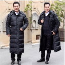 ダウンコート メンズ ベンチコート ロング丈コート 超長丈! 冬 S~3XL ロングダウンコート 通勤 膝下 お父さん ダウン 大きいサイズ 暖かい フード 黒 eg178c0c0n1
