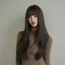 ウィッグ ロング ストレート シャギー レイヤーカット ブラウン 茶髪 前髪ぱっつん 前髪あり フルウィッグ ロングウィッグ 可愛い コスレ ロリータ ゴスロリ...