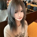 ウィッグ ミディアムへア ストレート グレー 前髪あり 前髪ぱっつん フルウィッグ 可愛い コスレ ロリータ ゴスロリ 原宿 レディース コスチューム 仮装 大...