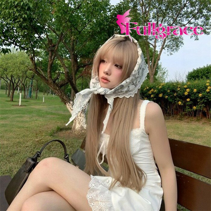 ウィッグ ロング ストレート ブラウン 茶髪 前髪ぱっつん 前髪あり フルウィッグ ロングウィッグ 可愛い コスレ ロリータ ゴスロリ 原宿 レディース コスチューム 仮装 大人 おしゃれ 普段使い 日常使い イベント 学園祭 演劇 舞台 学芸会 文化祭 ハロウィン 2