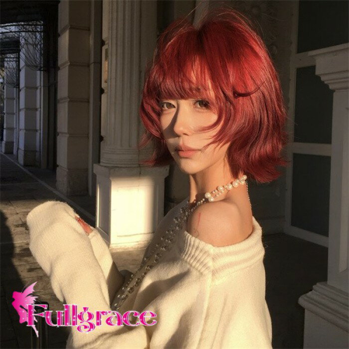 フルウィッグ ショート レディース ふんわり前髪 前髪あり かつら ぱっつん前髪 コスプレ 可愛い コスチューム 仮装 大人用 イベント 学園祭 演劇 舞台 学芸会 文化祭