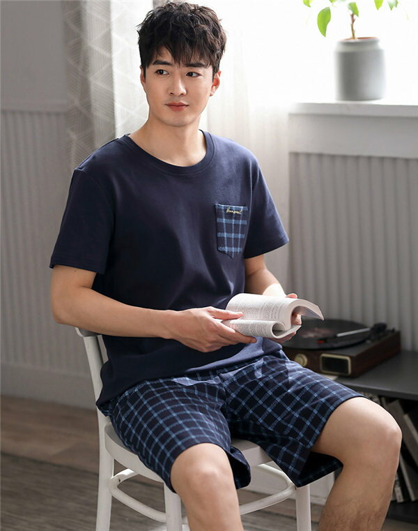 パジャマ メンズ 半袖 綿 夏用 上下セット ナイトウエア ルームウエア パンツ 部屋着 韓国風 パジャマ 大きいサイズ ネイビー 寝間着 ギフト 部屋着 結婚祝い おしゃれ 父の日 プレゼント男性 夫 父 誕生日プレゼント M/L/XL/2XL/3XL/4XL/5XL dh064d3d3g5