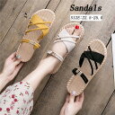サンダル ぺたんこ 2way レディース ストラップ フラット ジュートサンダル ローヒール トレンド ナチュラル 大人 シンプル 無地 ゴムバンド 歩きやすい...