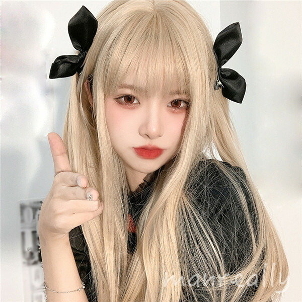 フルウィッグ ロング 前髪 自然 ウィッグ lolita 可愛い かわいい 超自然 ネット付 キュート 小顔 コスプレ ハロウィン wig かつら 小顔効果抜群 仮装 原宿 結婚式 パーティー 耐熱ウィッグ 韓国風 日常用 コスプレ ブラウン dp114d4d4g5