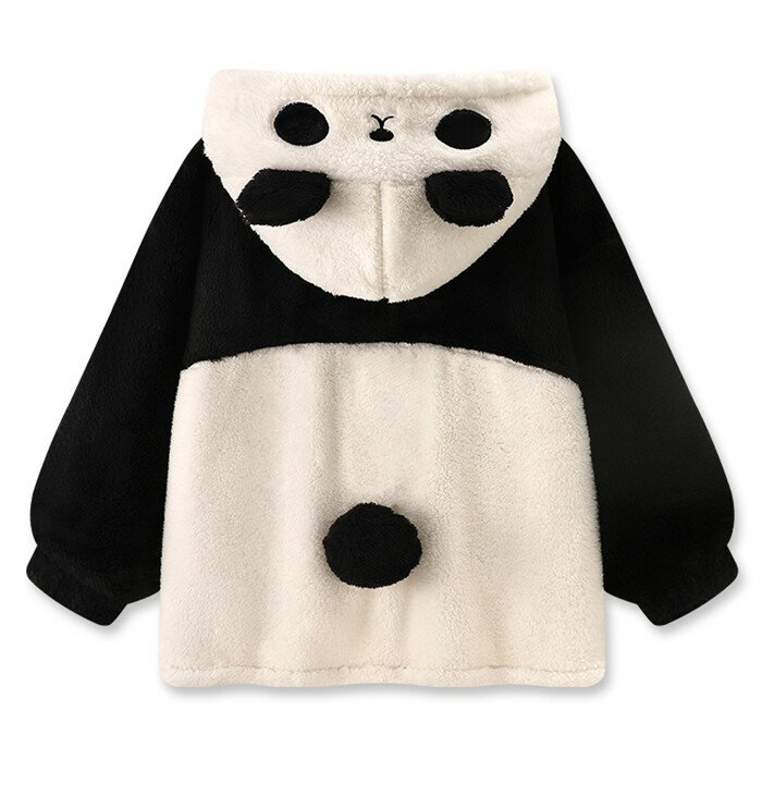 ペアルック ルームウェア もこもこ パジャマ パンダ レディース メンズ 上下セット 冬 長袖 暖かい あったか ペアパジャマ 前開き カップル セットアップ 防寒対策 部屋着 寝巻き 秋 冬用 プレゼント かわいい おしゃれ ゆったり リラックス ブラック d1392d7d7x0 3