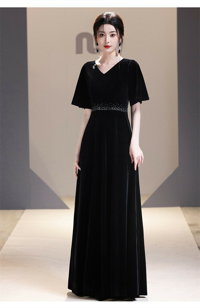 ドレス 大人 ピアノ 発表会 演奏会 ピアノ発表会 演奏会用ドレス 結婚式 母親 ロングドレス 黒 演奏会用ロングドレス 大きいサイズ 演奏会ドレス 袖付き パーティードレス ロング丈 レディース 黒 袖有り 体型カバー 成人式 同窓会 ステージ 忘年会 20代 30代 40代 50代