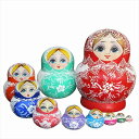 マトリョーシカ 人形 オブジェ 10個組15センチ レッド 工芸品 木製品 洋風 ロシア風 ギフト プレゼント 可愛い かわいい 雑貨 人形 インテリア 手描き...