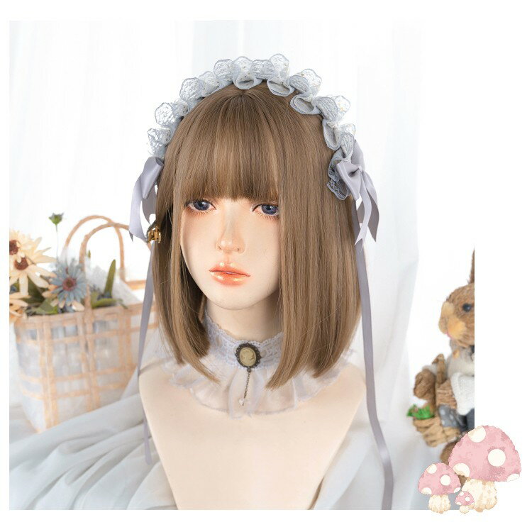 ウィッグ フルウィッグ 短髪 巻き髪 ボブ ぱっつん前髪 ロリータ lolita 前髪あり ハロウィン 原宿風 かつら コスプレ 可愛い かわいい コスチューム 仮装 大人用 普段使い 文化祭 イベント 学園祭 演劇 舞台 学芸会 ブラウン dp038jcjcg5