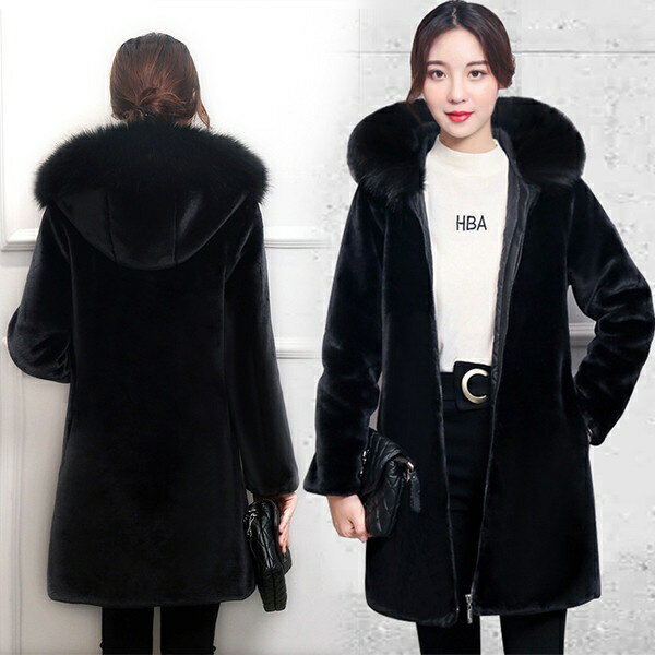 【期間限定！マスクプレゼント中】【サイズ有M/L/2L/3L/4L/5L/6L】フード付きファーコート レディース ブルゾン 冬 防寒 コート アウター もこもこで暖かい ファーコート 冬 フード付き ロングコート レディース もこもこ コート フェイクファー コート 大きいサイズ dc053l6