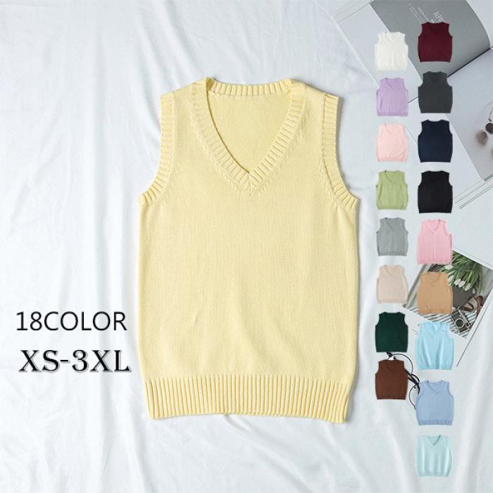 【全18カラー】スクールベスト ベスト 制服 女子 Vネック 女子高生 男女兼用 ニットベスト 無地 シンプル 定番 学生服 入学 通学 中学生 高校生 学校 ...